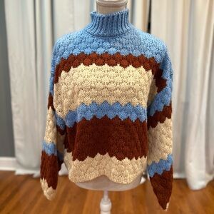 Forever 21 multicolored color block chunky knit sweater women’s size medium EUC